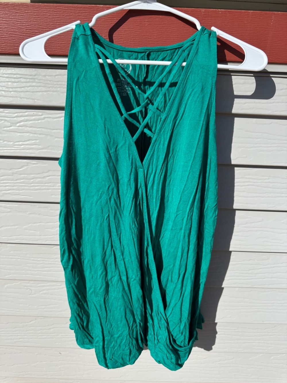 Maurices Teal Green Crisscross Back Tank Top